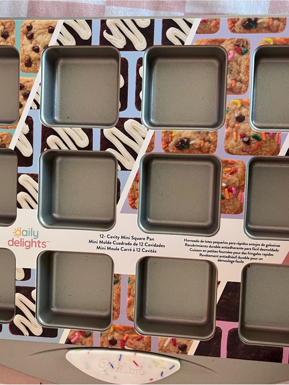 Wilton Mini Square 12-Cavity Nonstick Baking Pan in Gray
